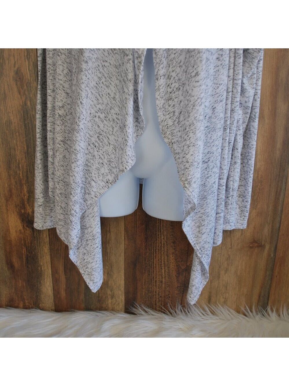 Eddie Bauer Gray/White Draped Thin Cardigan L - Picture 3 of 7